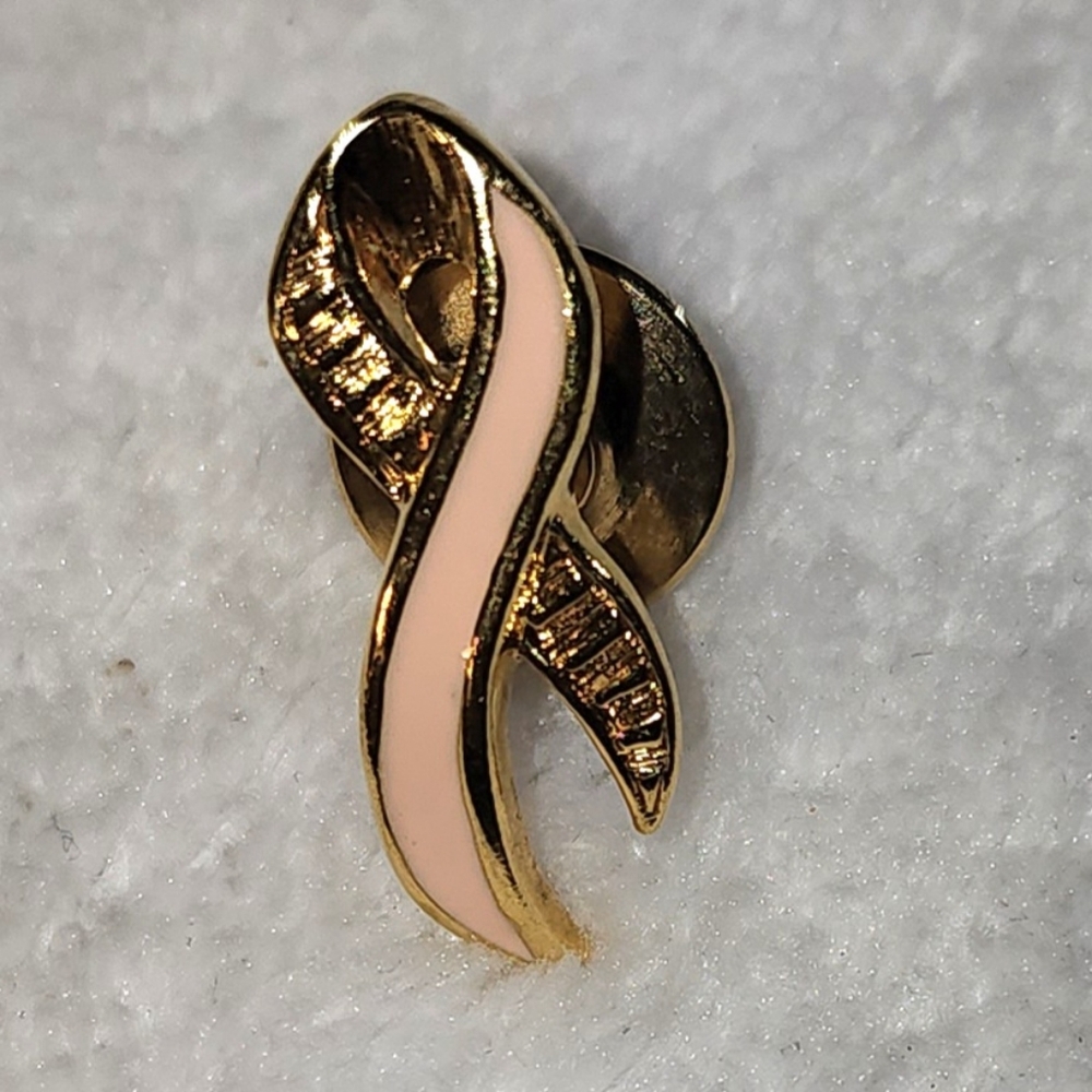 Avon Pink Awareness Ribbon Gold-Tone Pin